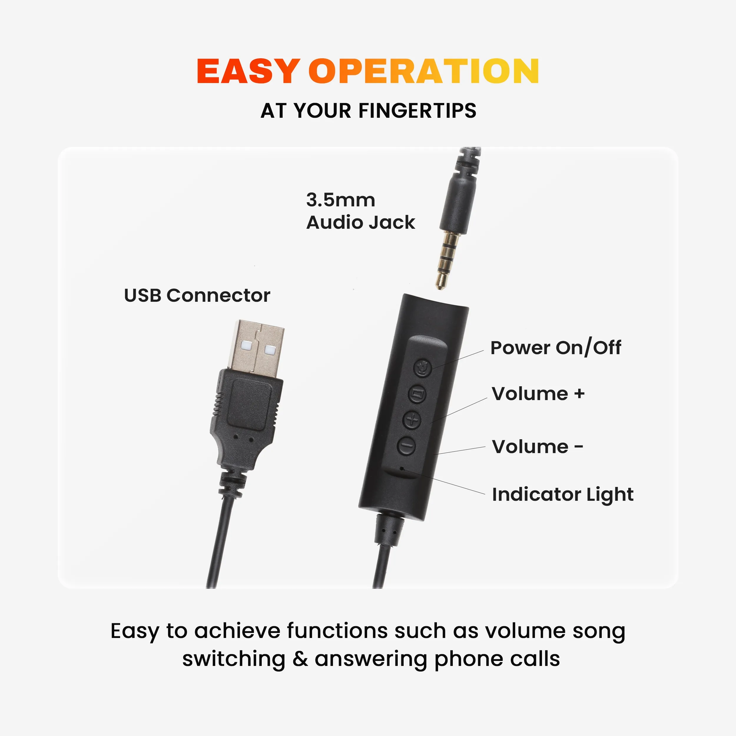 EVM Wired Headphone With Mic EnClassic Black view 4